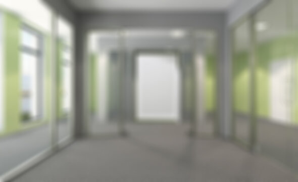 Unfocused, Blur Phototography.  Elegant Office Interior. Mixed Media. 3D Rendering.. Empty Offic