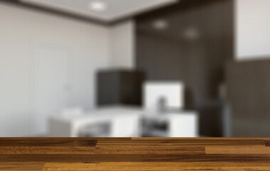 Background with empty table. Flooring. Modern meeting room. 3D rendering.