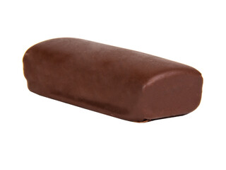 Chocolate glazed curd bar isolated on the white background