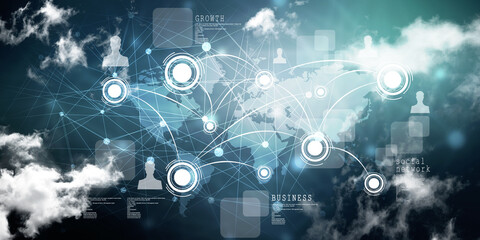 2d illustration Business Network concept
