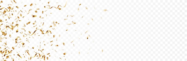 Gold confetti banner, isolated on transparent background