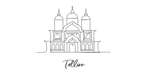 Domes of Saint Alexander Nevsky Cathedral in Tallinn - Estonia - Continuous one line drawing
