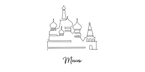 Fototapeta premium St. Basil Cathedral of moscow Continuous one line drawing