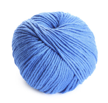 Soft blue woolen yarn isolated on white