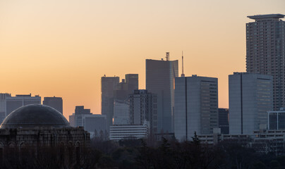 都市風景　神宮外苑絵画館ドームとビル群