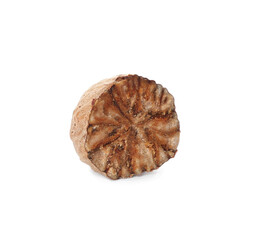Piece of nutmeg seed isolated on white