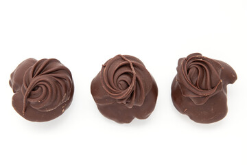 Handicraft chocolate balls for home decoration isolated on white