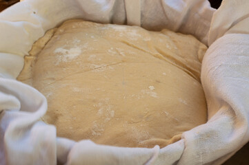 Raw bread dough in the makng