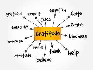 Gratitude mind map, concept for presentations and reports