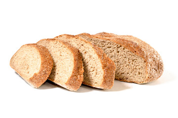 Sliced bread isolated on a white background.Healthy baked bread.  Food concept.