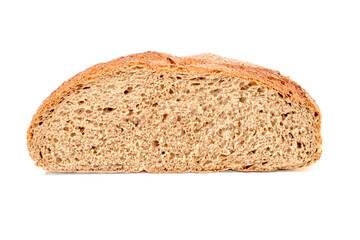 Half of home made bread isolated on white background.Healthy baked bread. Food concept.