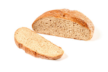 Sliced bread isolated on a white background.Healthy baked bread.  Food concept.