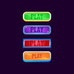 set of game ui colorful jelly button with funny casual border for gui asset elements vector illustration