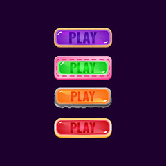 set of game ui colorful jelly button with various funny border for gui asset elements vector illustration