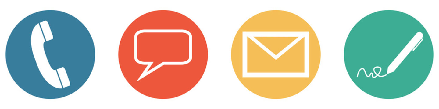 Bunter Banner mit 4 Buttons: Kontaktm&ouml;glichkeiten