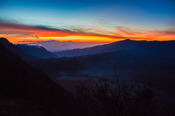 Colorful sunrise in BromoTengger Semeru National Park, East Java, Indonesia