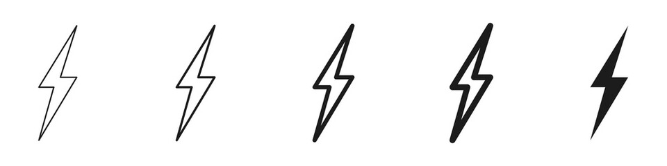 Lightning icons set. Energy and electronics concept. Vector illustration