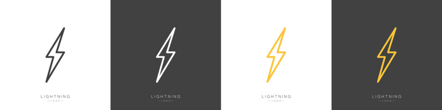 Lightning logo set. Energy and electronics concept. Vector illustration