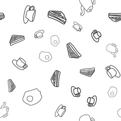 vector seamless pattern breakfast cups,cake and teapot
