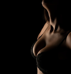Silhouette of a female brests in bra