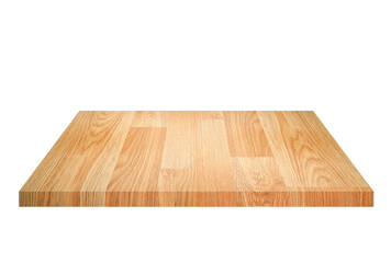 Empty brown wooden shelf isolated on white background. for montage of your product