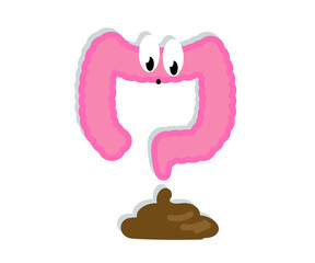 Large intestine and turd on a white background. Symbol. Vector illustration.