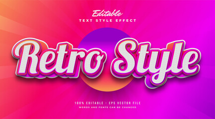Retro Text Style in Colorful Gradient and Embossed Effect. Editable Text Style Effect