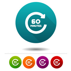 60 Minutes rotation icon. Timer symbol sign. Web Button.