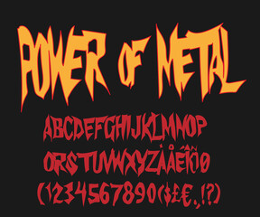 Metal head Font - Typography hand drawn horror design  vector illustration