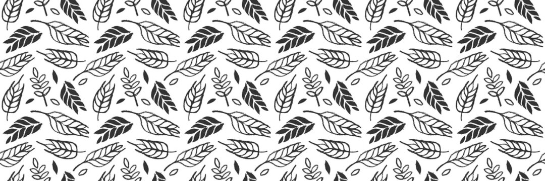 Botanical seamless pattern vector for floral textile pattern, vegetarian cooking banner. Vegan background with leaf ornament for eco store branding, green market, organic product label. Fabric design.