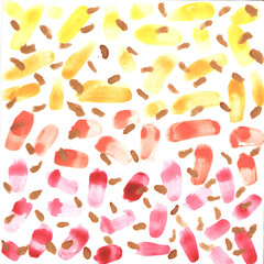 abstract paint pattern on white background red and yellow dots stripes dots with glow.