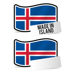 Made in Island Flag and white empty Paper. 