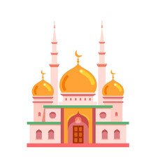 Islamic mosque for ramadan card, infographic and greeting card. Vector flat illustration on white background
