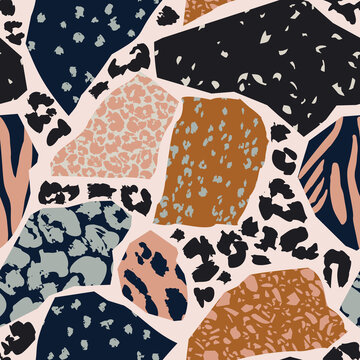 Unusual cut outs with animal skin seamless pattern.