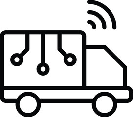 Self driving Delivery Lorry Concept, Autopilot Cargo Van Vector Icon Design, Autonomous driverless vehicle Symbol, Robo car Sign, Automated driving system stock illustration