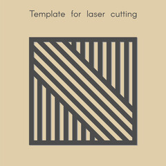 Template for laser cutting. Stencil for panels of wood, metal. Geometric pattern. Square background for cut. Vector illustration. Decorative stand
