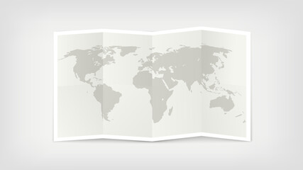 Paper world map. Folded map vector illustration