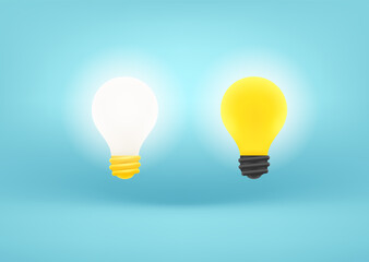 3d style vector lightbulbs icons set. Idea concept