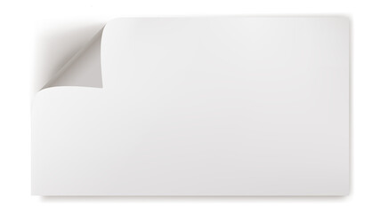 Bending white blank paper left top corner. Horizontal vector template for a text