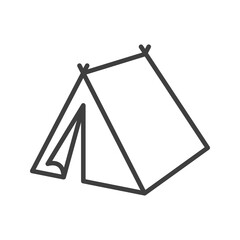 Camping club. Tienda de acampada con lineas en color gris