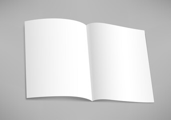 Blank paper book on grey background. Template for design. Vector mockup