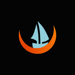 Vector illustration of sailing ship icon