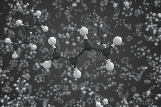Molecule of 1,3-butadiene, ball-and-stick molecular model. Science related 3d rendering © Alexey Novikov