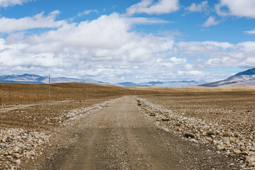 gravel road in the wilderness of Tibet