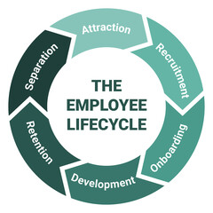 The employee lifecycle management scheme. Methodology circle diagram.