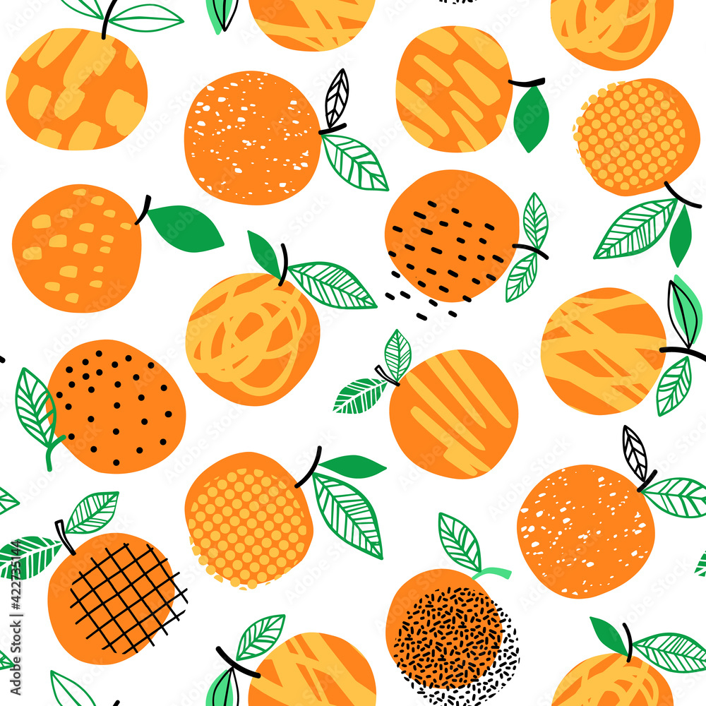 Wall mural Orange seamless pattern vector illustration. Summer design