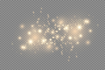 Shining stars on a transparent background, shiny and bright. Vector illustration. Light, radiance and rays.