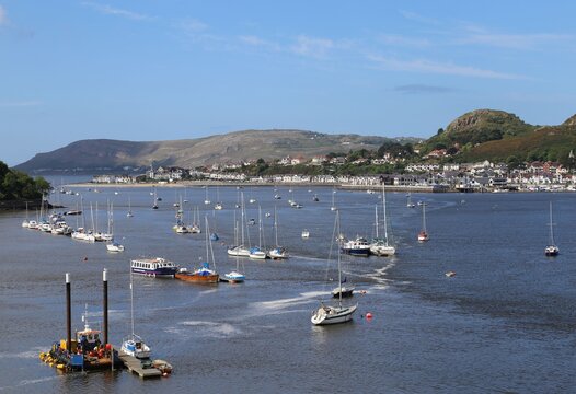 View of Deganwy, across the Conwy estuary, Wales, UK.
