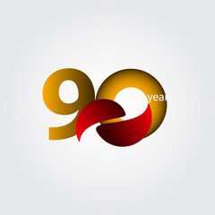 90 Years Anniversary Celebration Vector Template Design Illustration