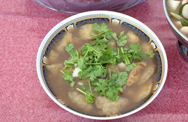 Fish Maw with crab meat in a bowl